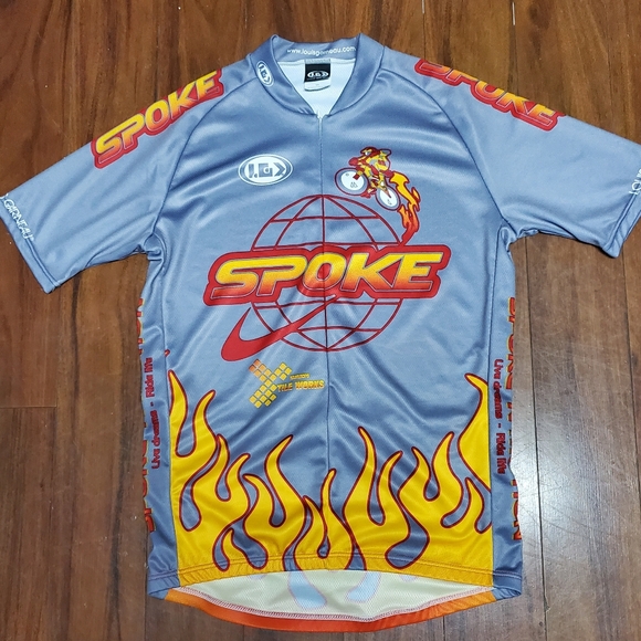 LOUIS GARNEAU ADULTCSPOKE N' MOTION CYCLING GRAY JERSEY SIZE L MADE IN CANADA - Picture 1 of 4